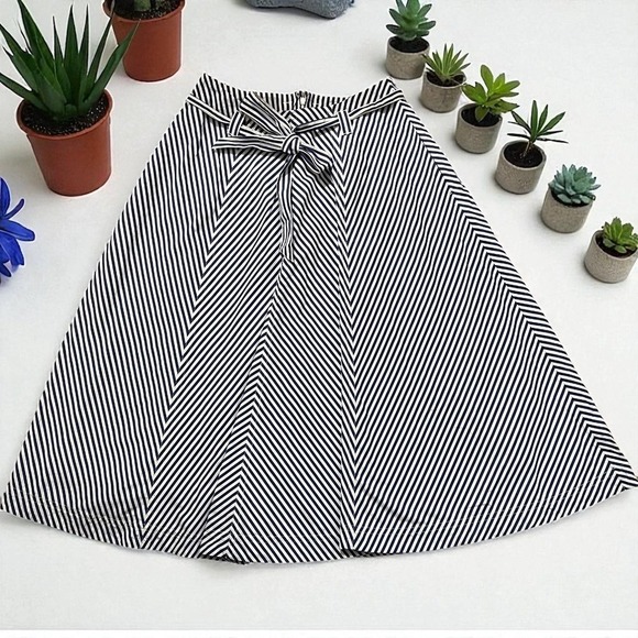 Madewell Striped Tie Waist A-Line Midi Skirt Career Casual Chic Size 6 - Picture 6 of 6